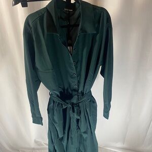 Fashion Nova All Fax Jumpsuit 1X Hunter Green NWT Button Front Plus Size